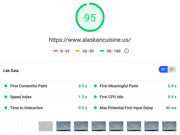 Alaskan Cuisine release google speed rating